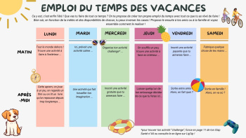 Créer ton emploi du temps des vacances